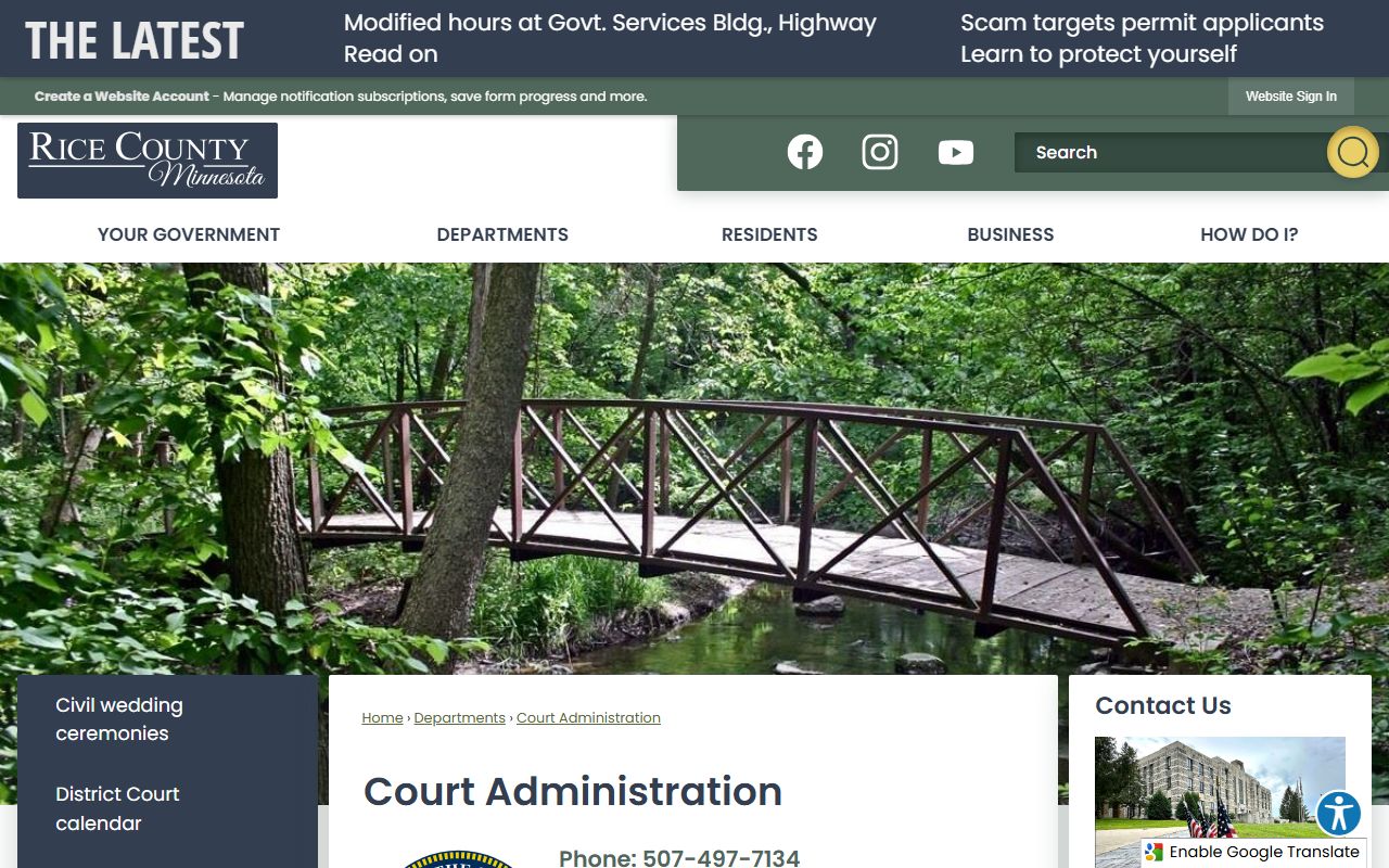 Rice County Court Administrator Court Administration page