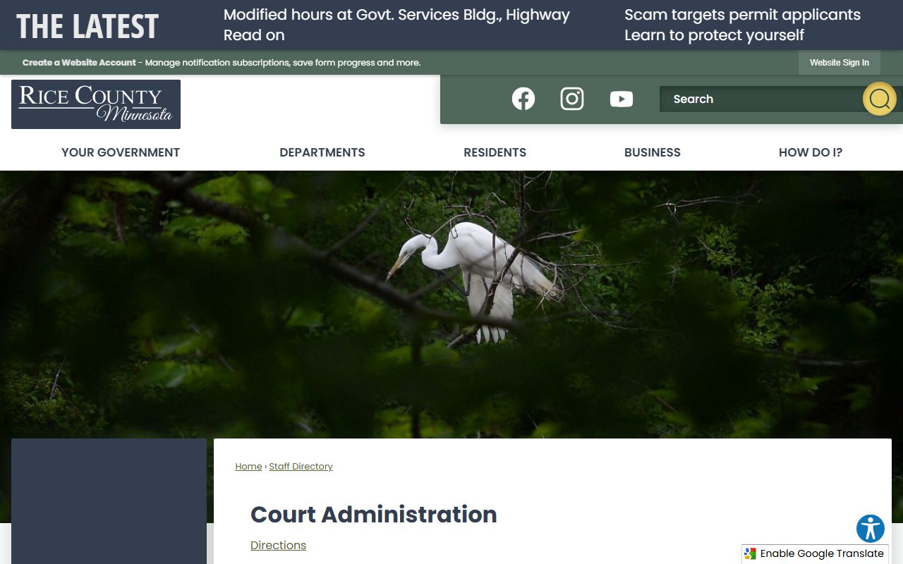 Rice County Court Administrator staff directory