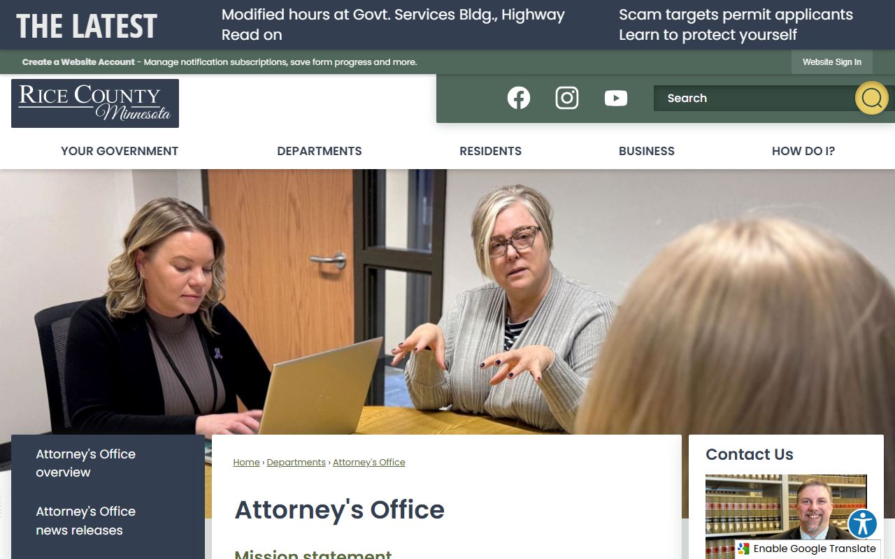 Rice County criminal court records County Attorney office source