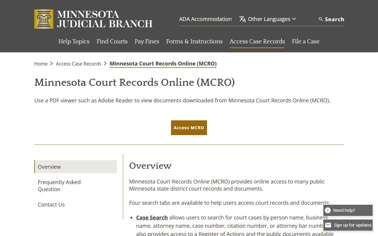 Rice County court records online MCRO access