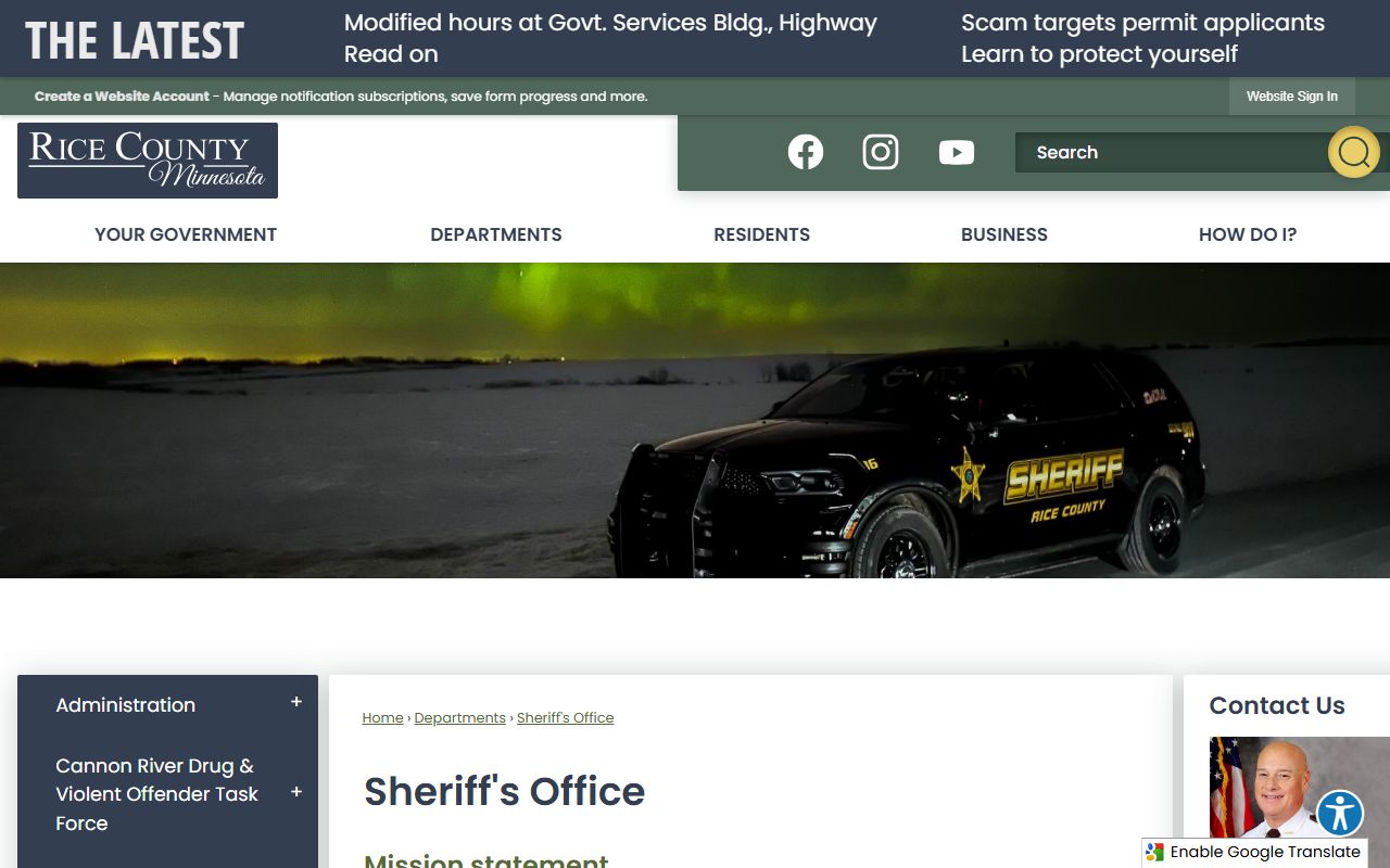 Rice County sheriff jail and warrant records