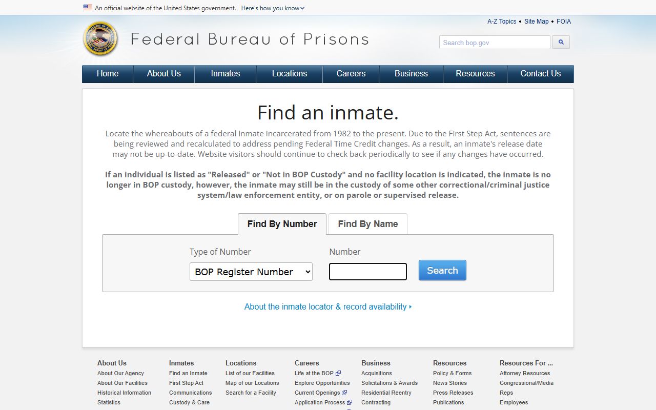 Rice County inmate records federal Bureau of Prisons inmate locator