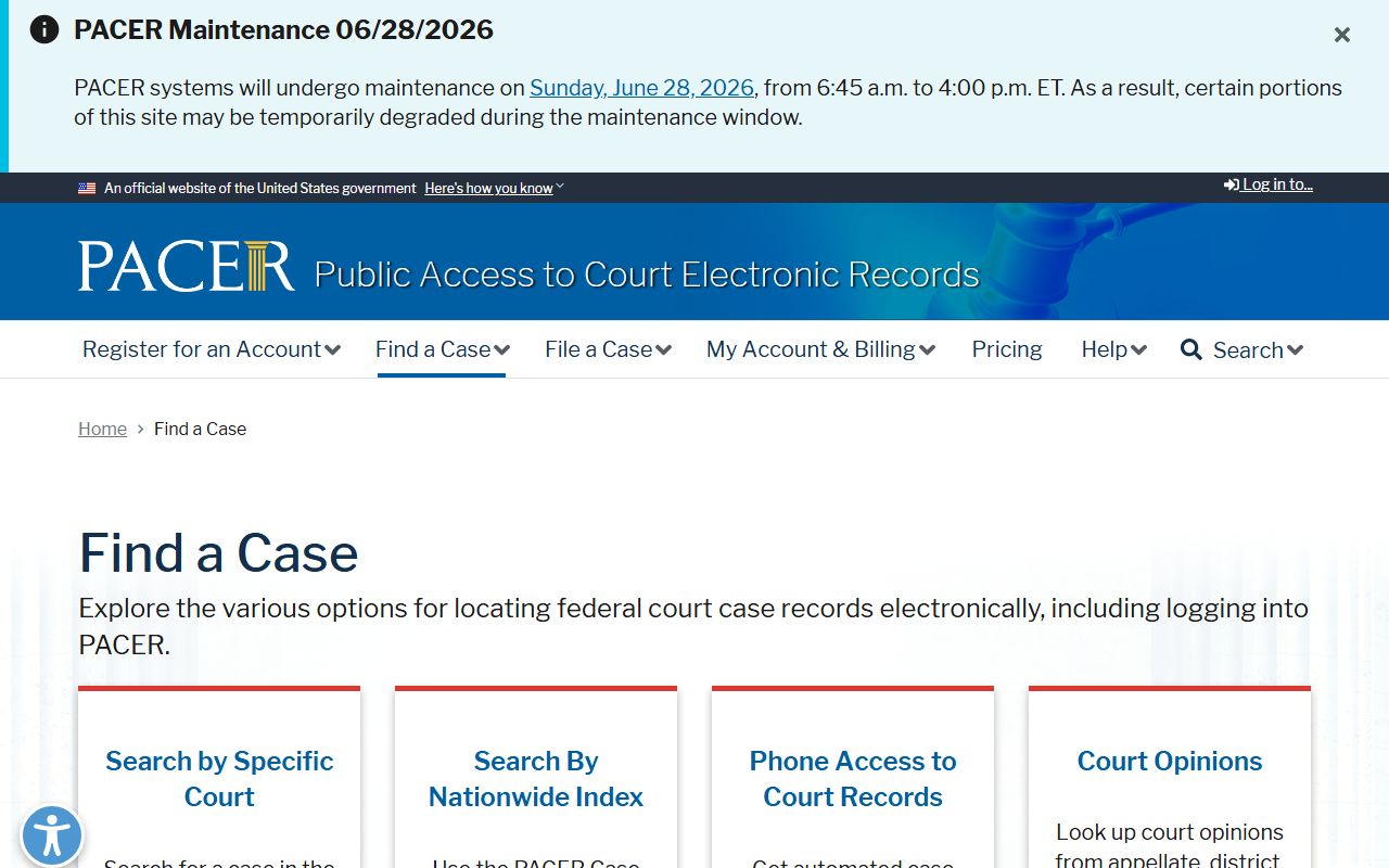 Rice County warrant records PACER Find a Case federal lookup